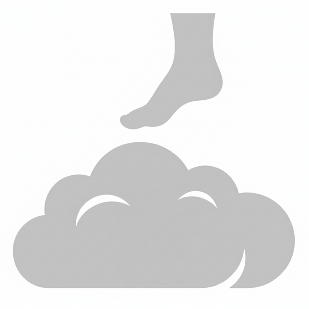 a symbol of a foot walking on a cloud