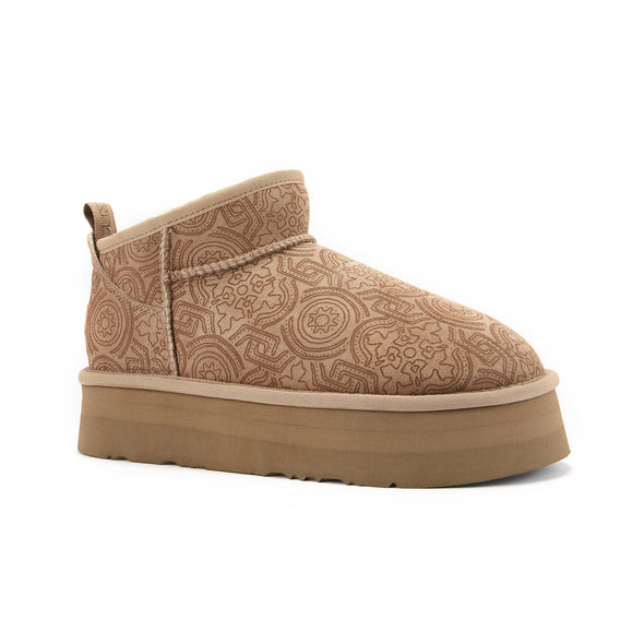COSY ULTRA SHORT PLATFOAM EMBOSSED TAUPE - Australia Luxe Collective