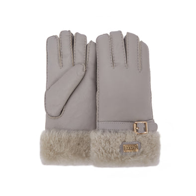 CUFF GLOVES LEATHER ICE GRAY