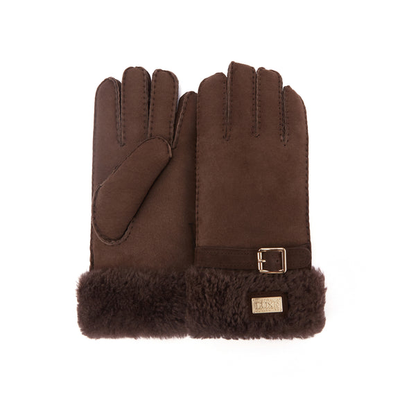 CUFF GLOVES SUEDE BURNT