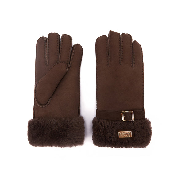 CUFF GLOVES SUEDE BURNT