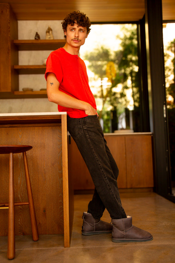MENS COSY X SHORT LEATHER GRAY - Australia Luxe Collective