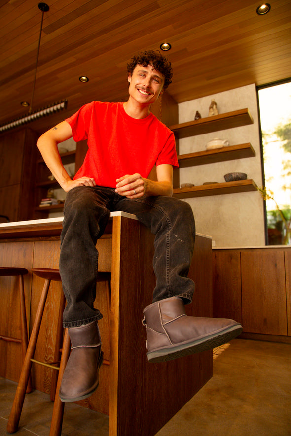 MENS COSY X SHORT LEATHER GRAY - Australia Luxe Collective