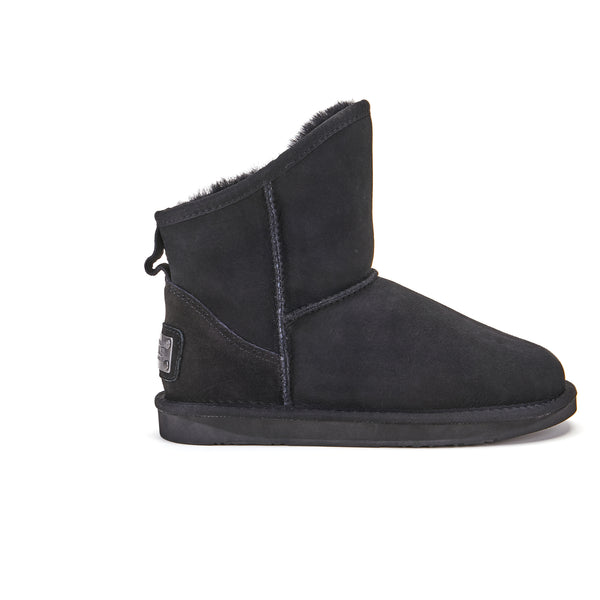 Australia Luxe Collection Sheepskin Lined Black Leather Logo Boots Unisex Australia Luxe Collective Heritage Xtra Short Black Twinface  main image 3